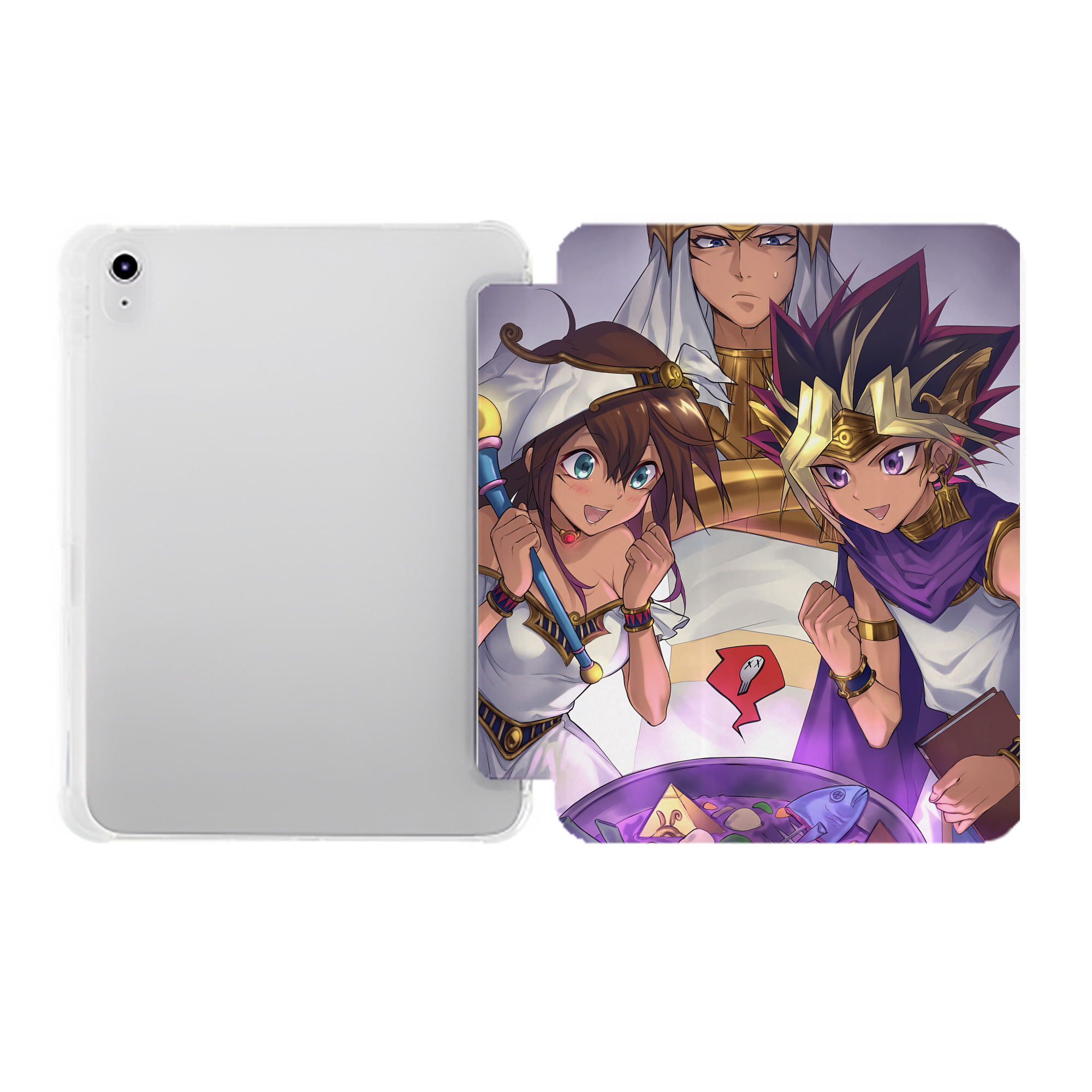 （画像用） 遊☆戯☆王 Yu-Gi-Oh! IPad ケース ペン収納付き 三つ折りスタンド PUレザー×シリコン 対応機種9.5/10.5/10.9インチ